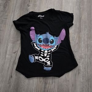 Disney Black T-Shirt with Stitch Graphic